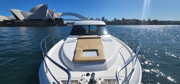 Harbour views from the bow sunpad