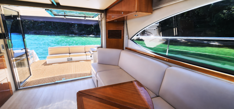 The saloon opens onto the new aft deck